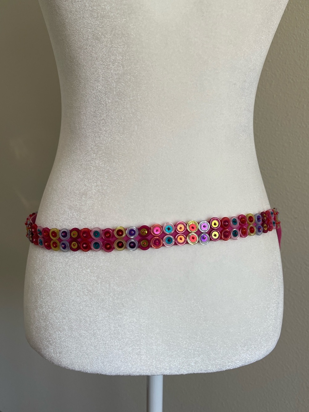 Beaded Multi-Color Sequin Waist Belt - Pink